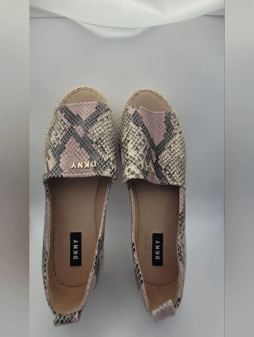 DKNY Pink Snake-Print Espadrille Slip-Ons